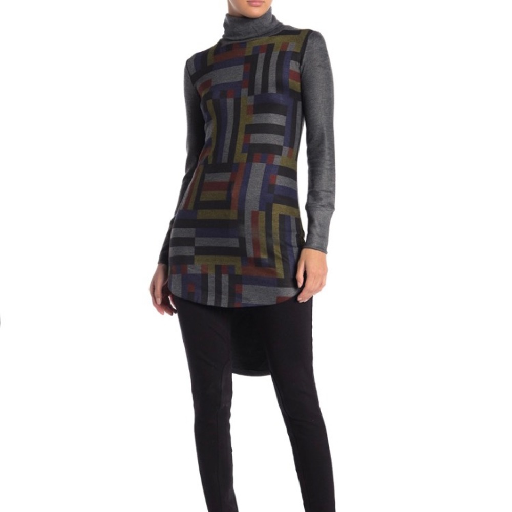 Go Couture Turtleneck High Low Tunic Sweater